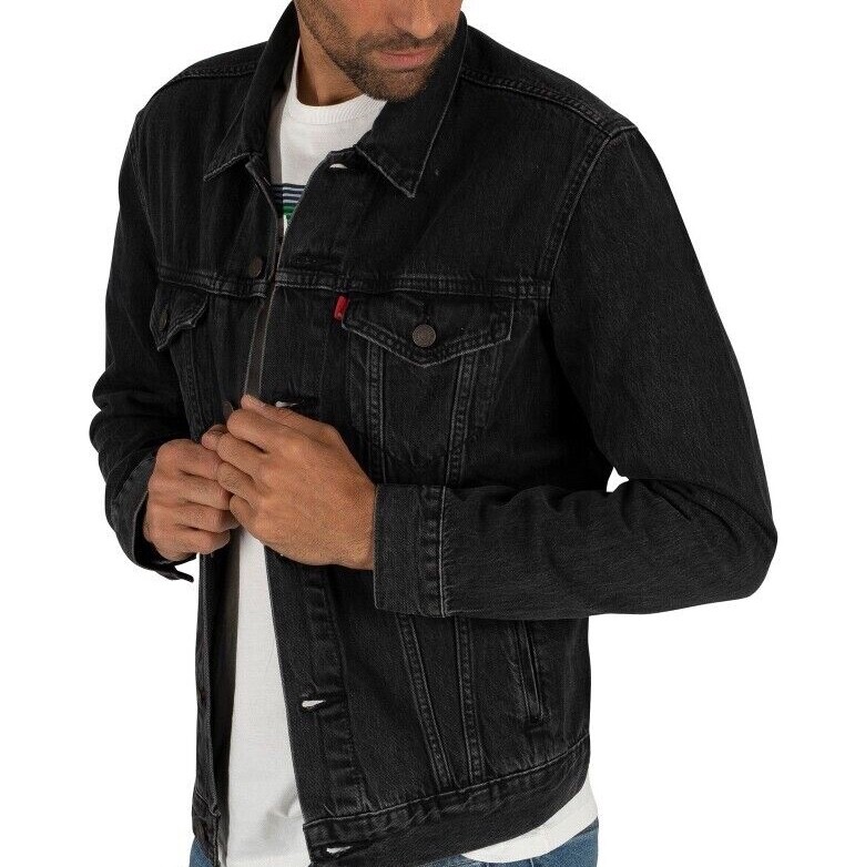 Levi’s Men’s Button Front Cotton Denim Trucker Jean Jacket Black 0405