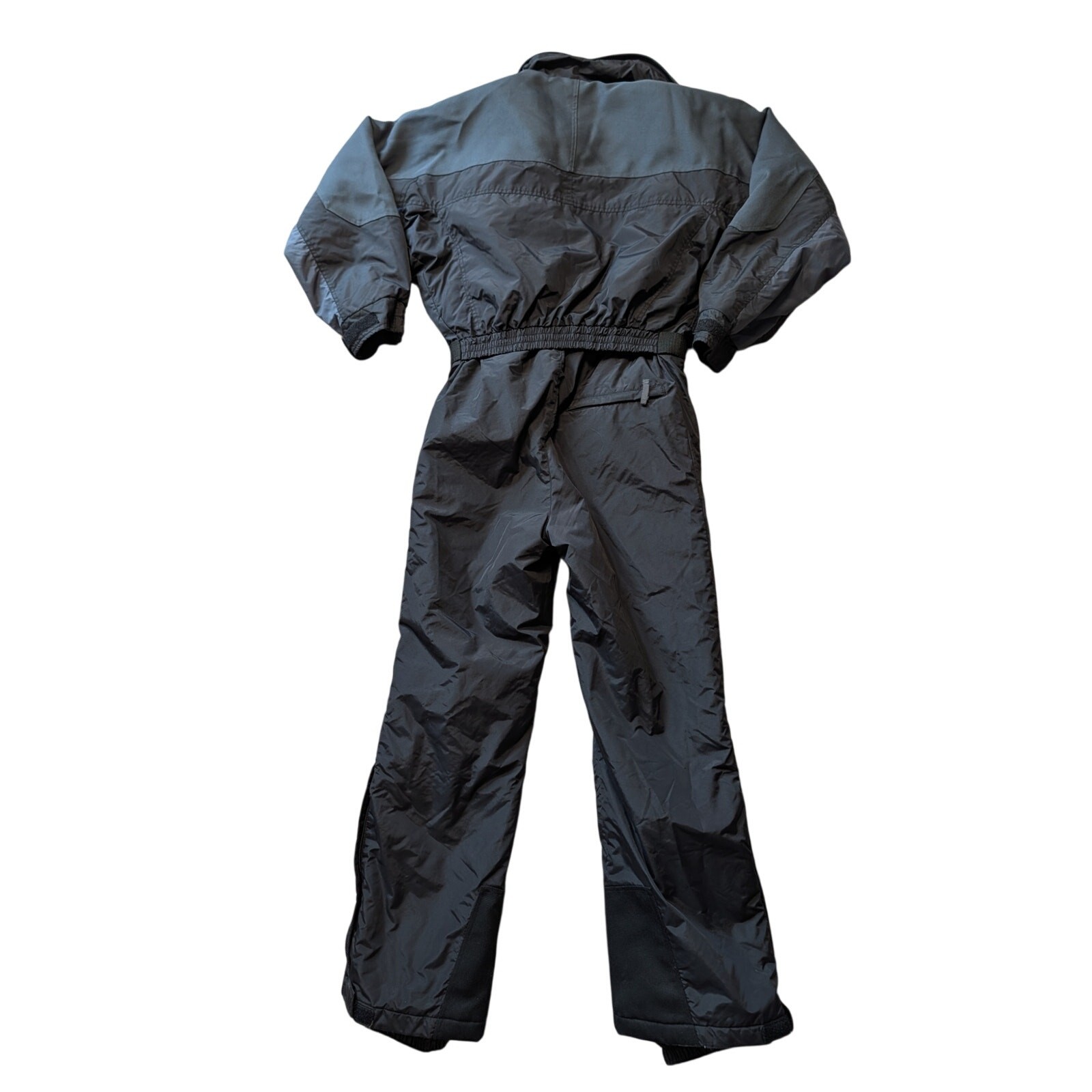 Columbia Vintage 1Pc Ski Suit Mens S Black Blue Trim Belted One Piece Snowsuit