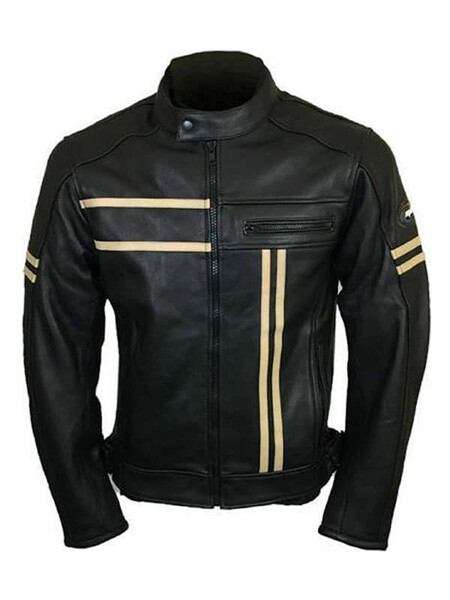 Mens Vintage Fashion Classic Black Motorcycle Genuine Leather Biker Retro Jacket