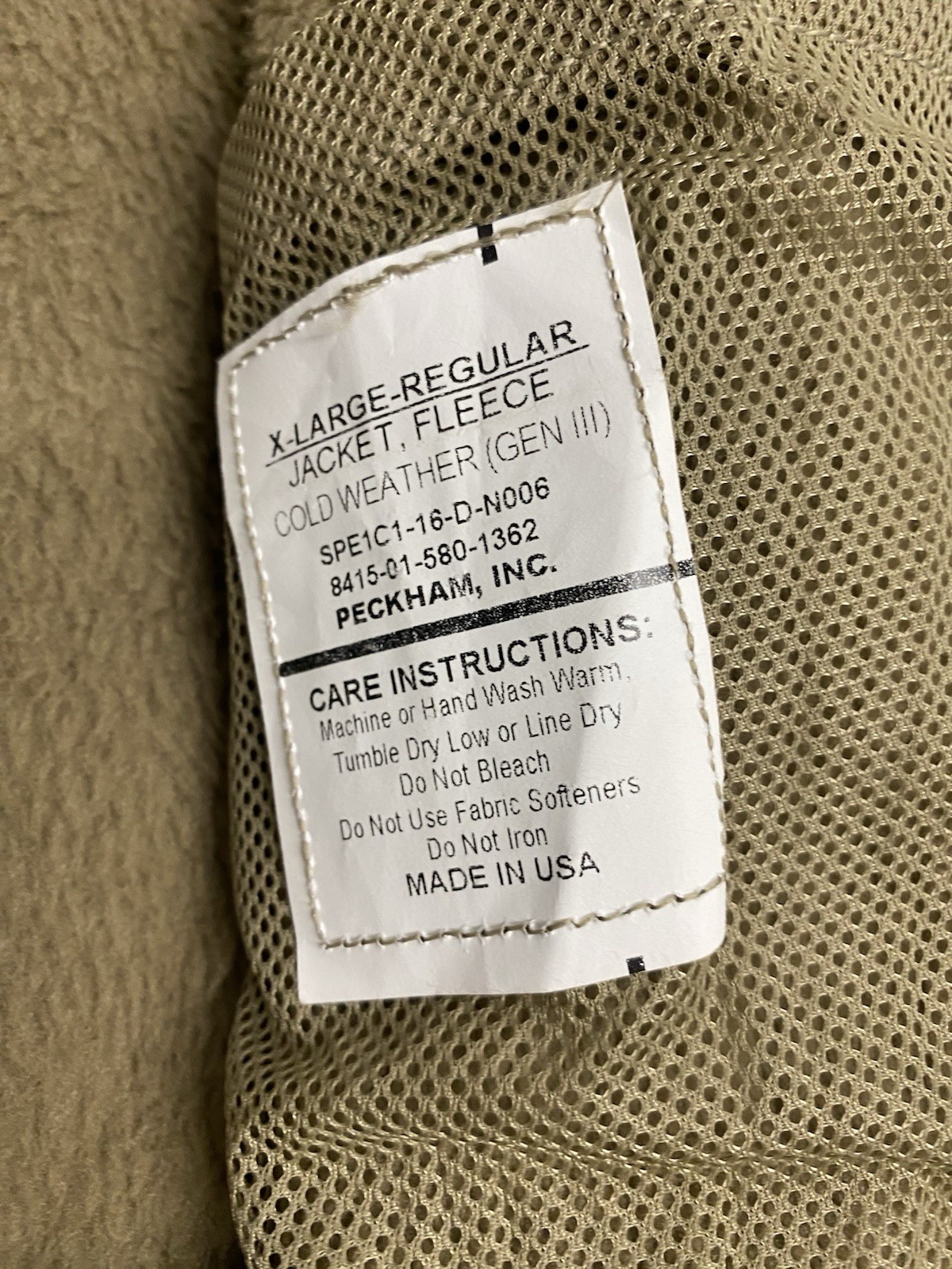 Gen III Polartec Fleece Jacket Mens XL Regular Coyote Brown US Military USA Made