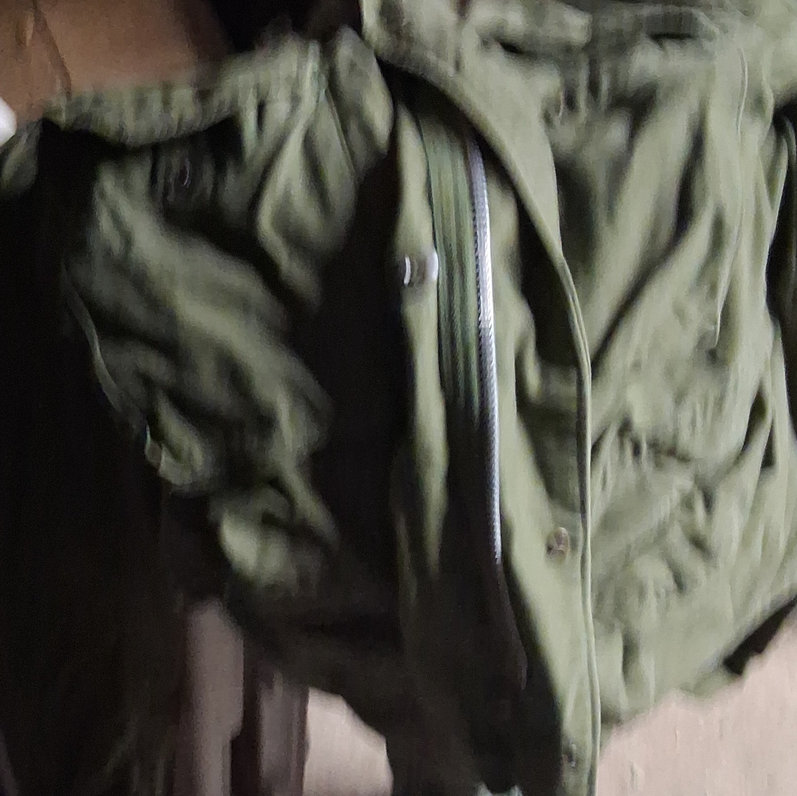 U.S. Military Men’s XL Green Cotton Hooded Military Jacket Button Zip