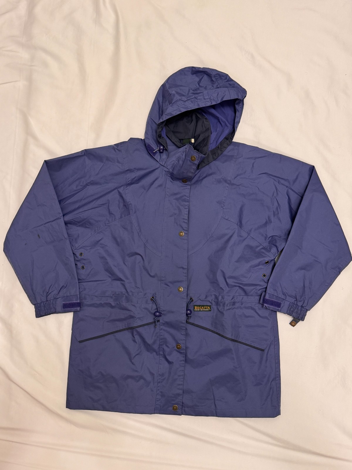 Regatta Waterproof Rain Jacket Blue Hooded Lightweight Packable Men’s Medium