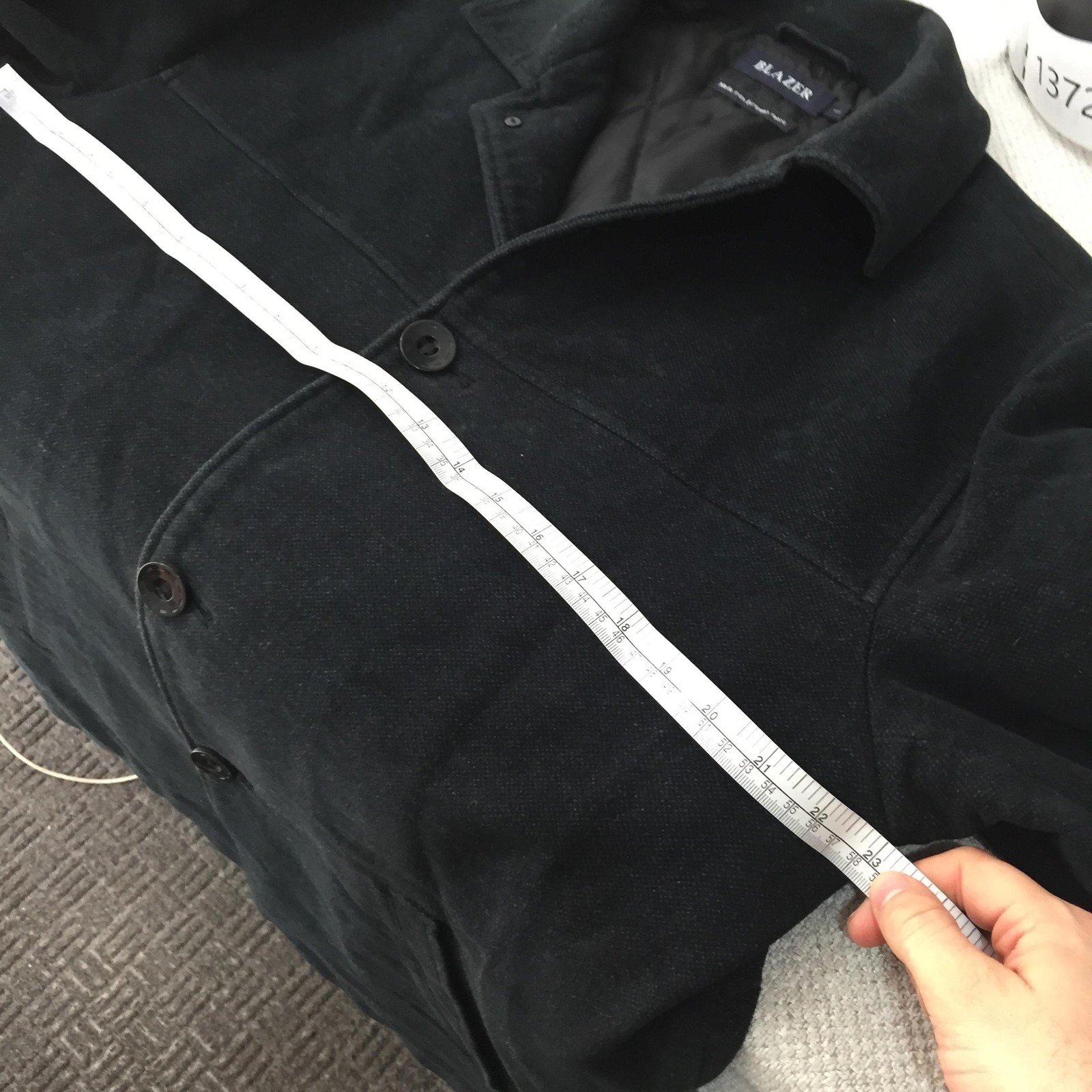Blazer Coat Mens L Black Cotton Canvas Single Breasted Lined Winter 137235