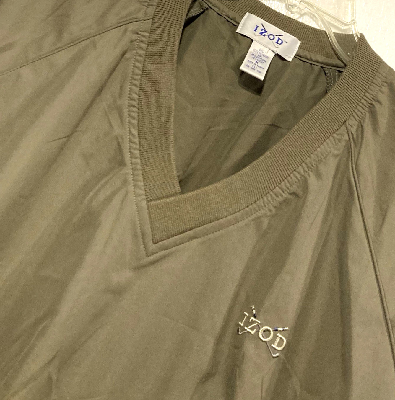 Vintage IZOD Golf Pullover Windbreaker Jacket Mens M Green V Neck 90s