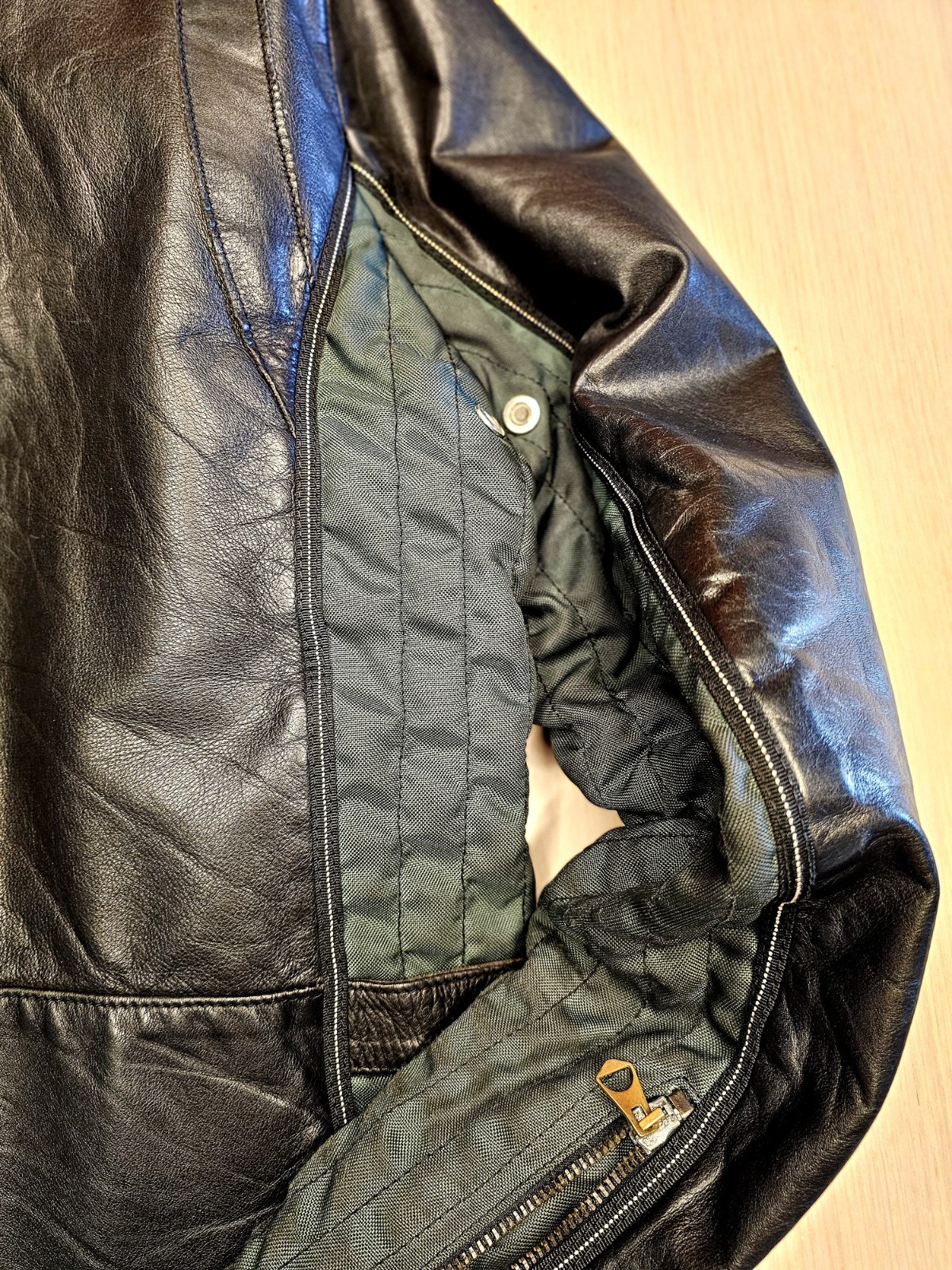 armani jeans men’s, black leather biker/army size XL, perfect condition