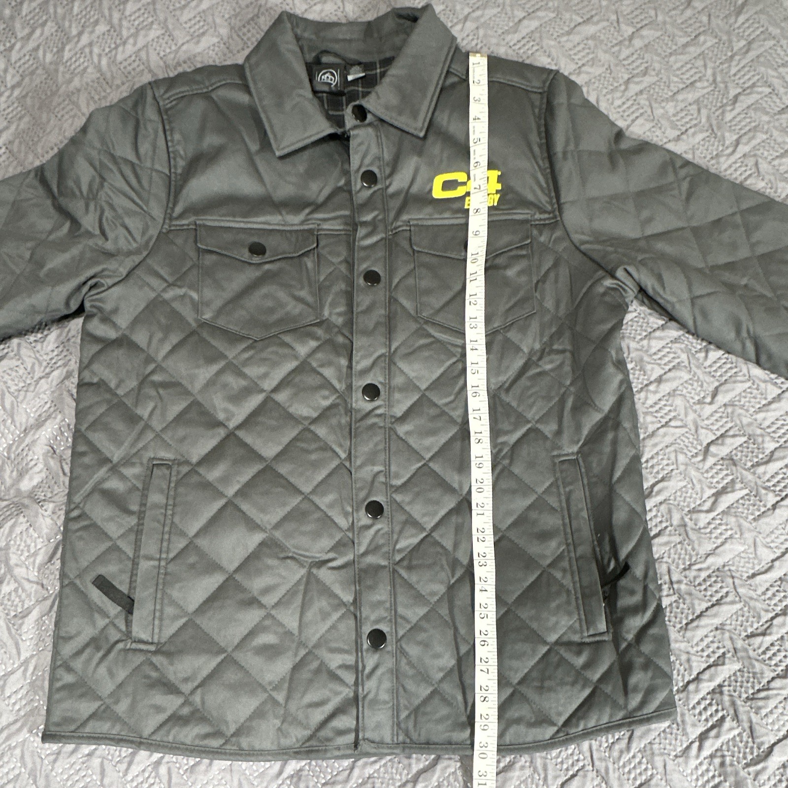 C4 Energy Stormtech Men’s Bushwick LG Gray Jacket Full Zip Lined Mid-Length Logo