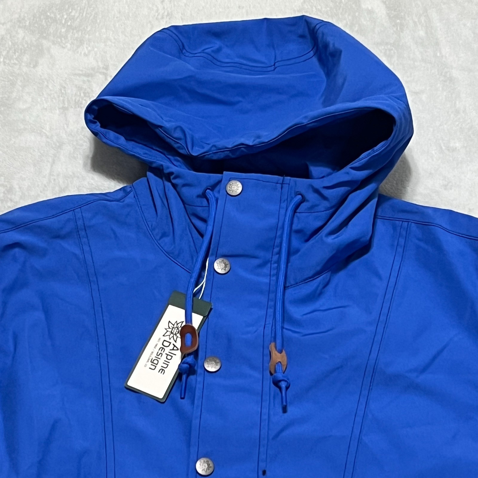 Alpine Design Anorak Pullover Jacket Mens L Blue Hooded Wind Water Resistant NWT