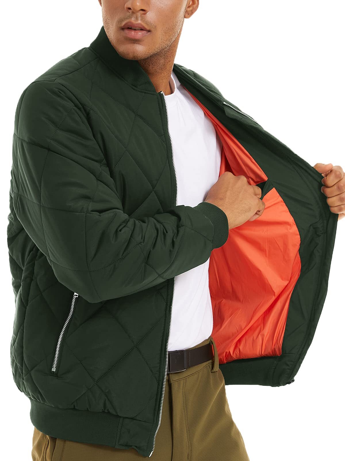 Men’s Padded Bomber Jackets Winter Full Zip Fleece Outwear Casual Work Warm Coat