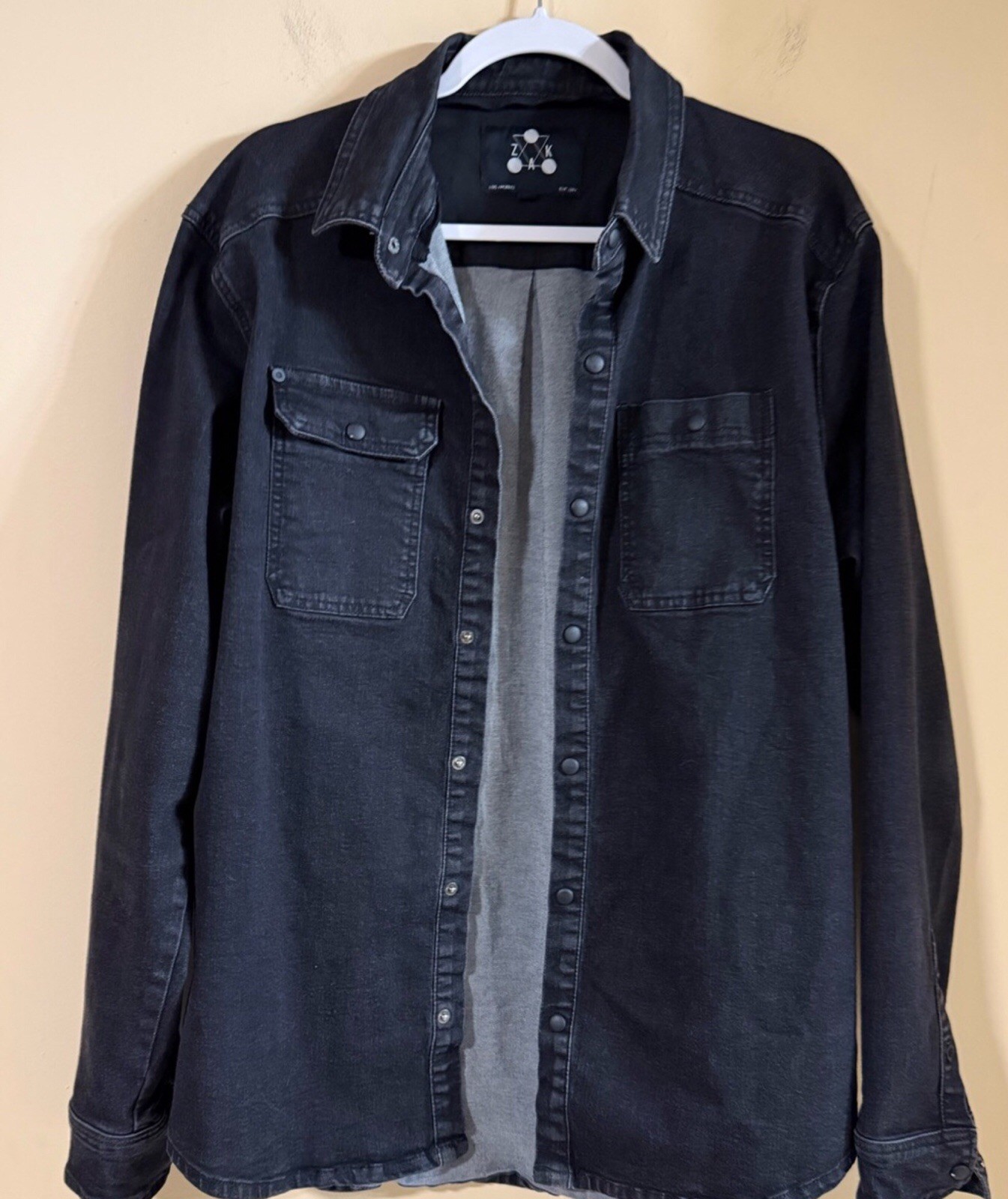 Men’s ZAK Los Angeles Black Button-Front Shirt Jacket…XL