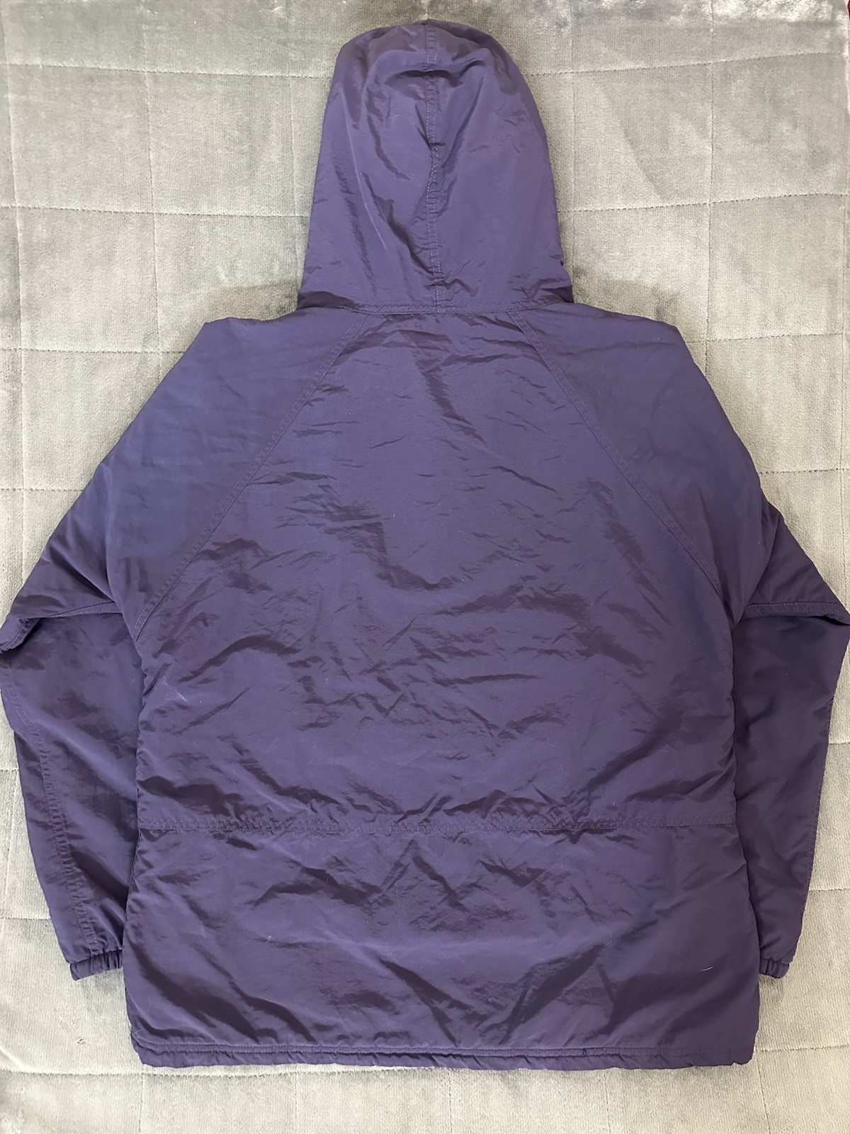 Vintage LL Bean Anorak Jacket Mens Medium Purple Hooded Windbreaker Pullover 90s