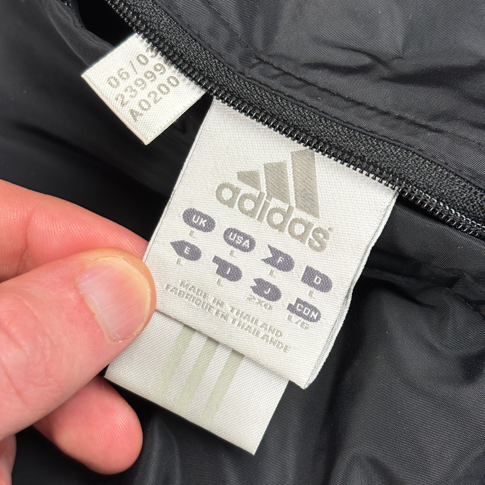 Vintage Y2K Adidas Reversible Jacket Mens L Black Gray Hoodie Full Zip Puffy
