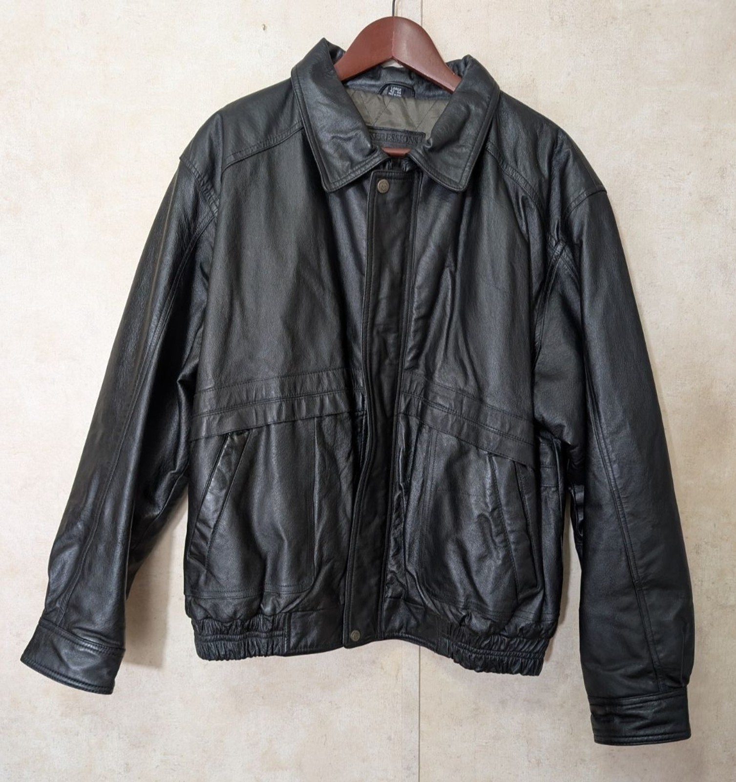 Vintage Expressions Contemporary Leather Jacket Mens L Black Moto Biker Lined