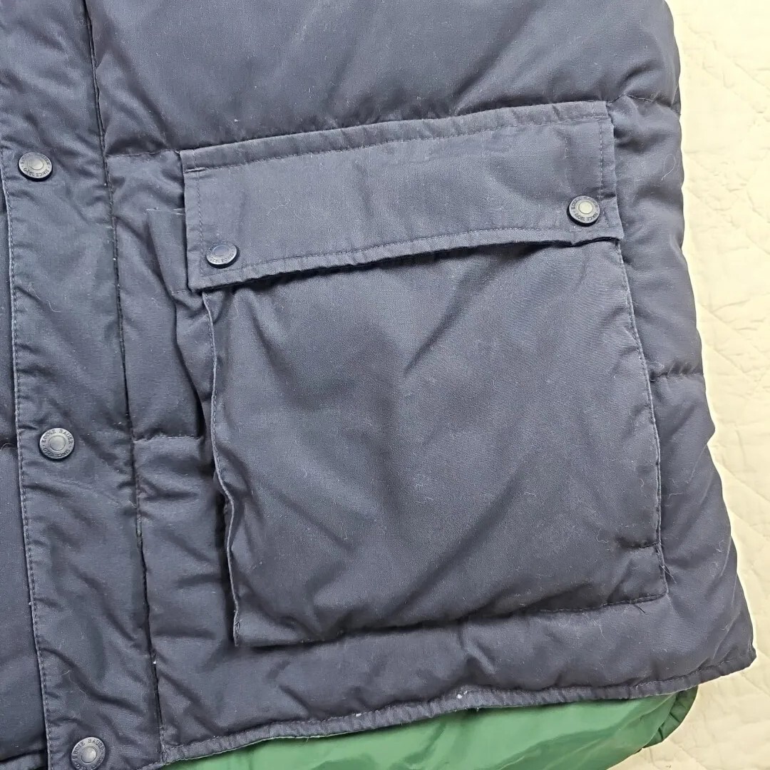Eddie Bauer Men’s Blue Puffer Down Vest Snap Button Drawstring Size XL