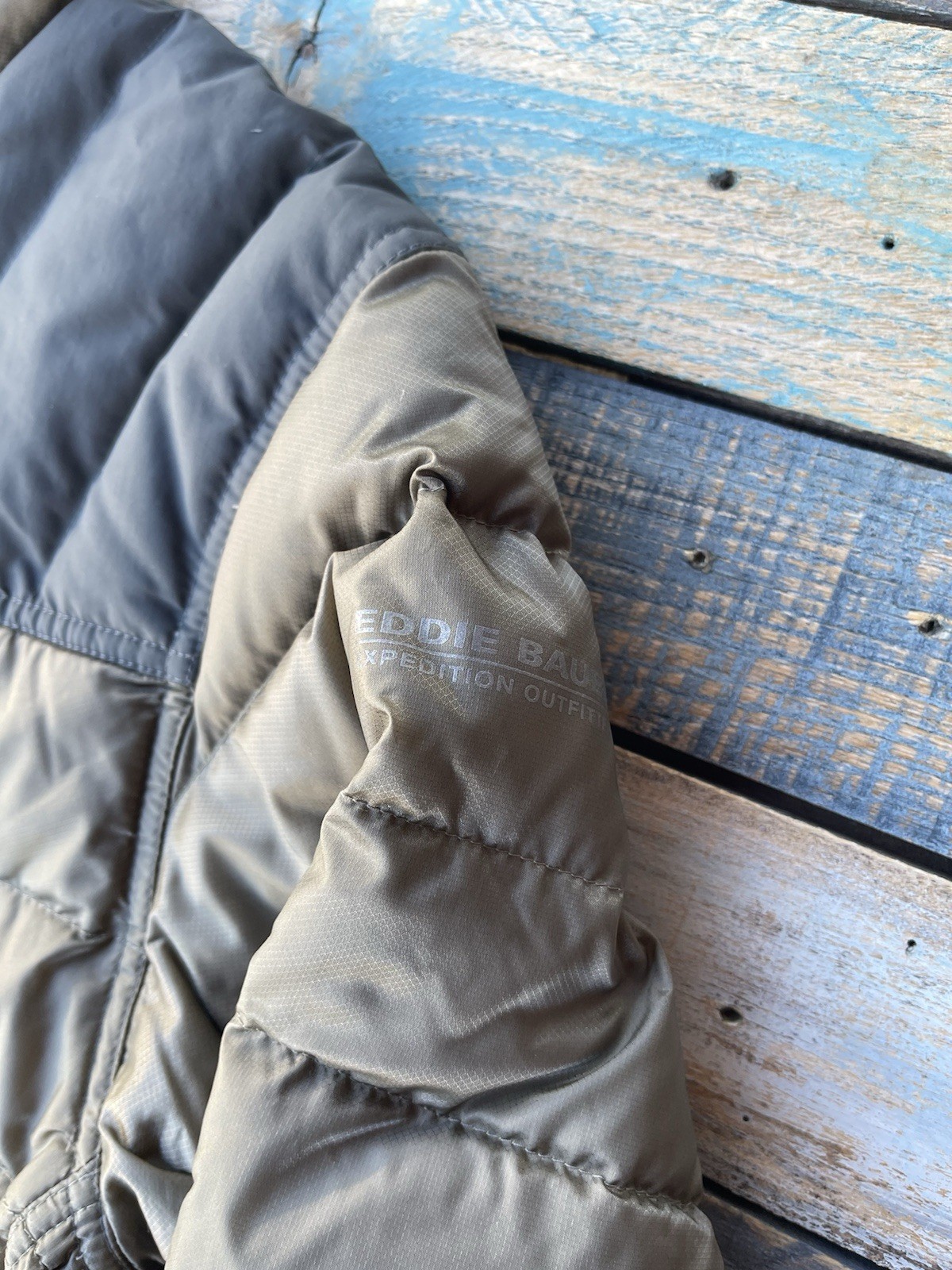 Eddie Bauer First Ascent EB800 Down Puffer Jacket Men’s Olive Gray Cordura M