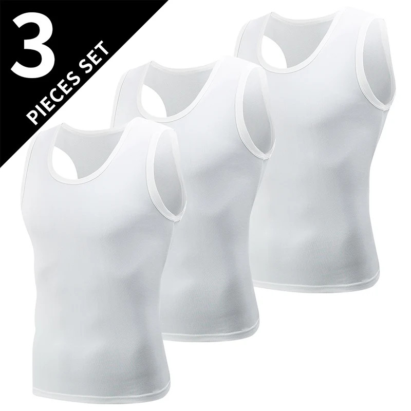 1/3 Piece Men’s Four Seasons Basic Plus Size Sports And Leisure Vest Men’s Fitne