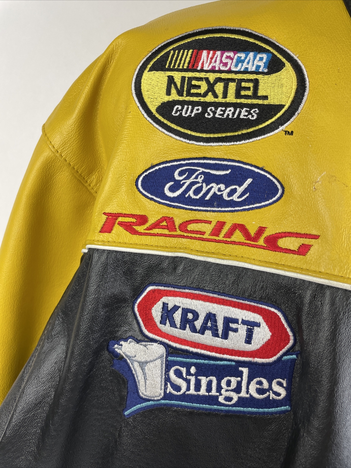 Vintage Wilson Leather Nascar Matt Kenseth DeWalt Jacket Racing Yellow Black VGC