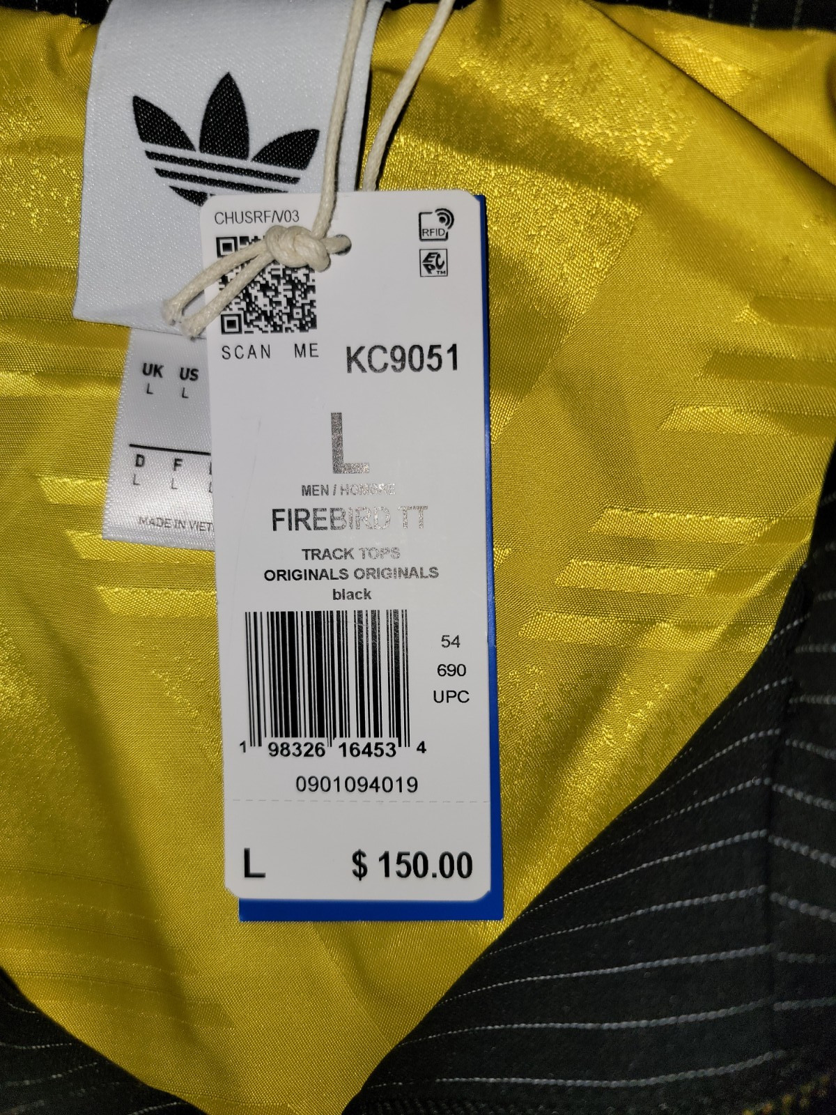 NEW MENS ADIDAS ORIGINALS PINSTRIPES FIREBIRD TRACK JACKET ~SIZE LARGE #KC9051
