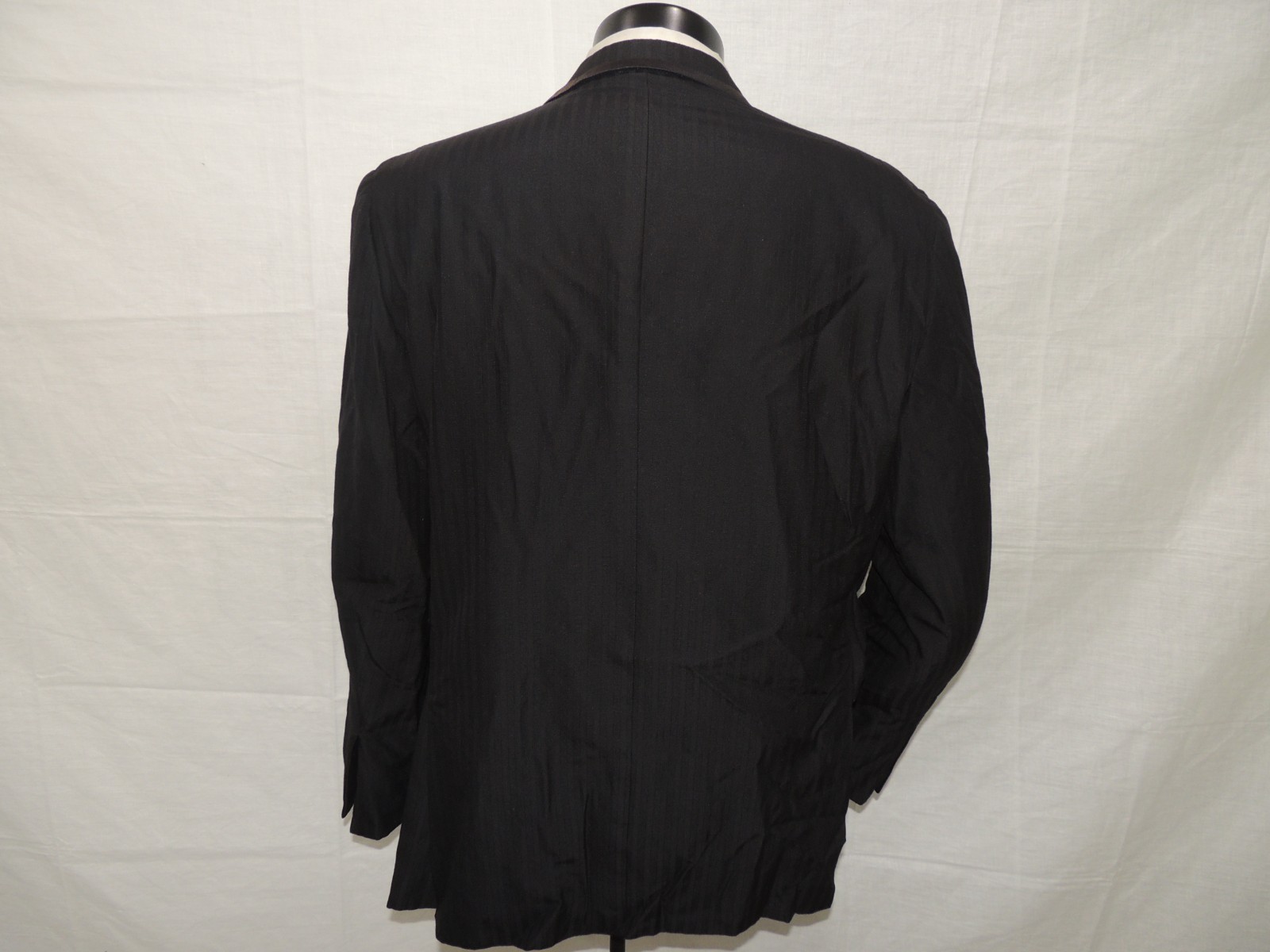 Ermenegildo Zegna Black Stripe Silk & Wool Formal Tuxedo Jacket Coat Size 44 R