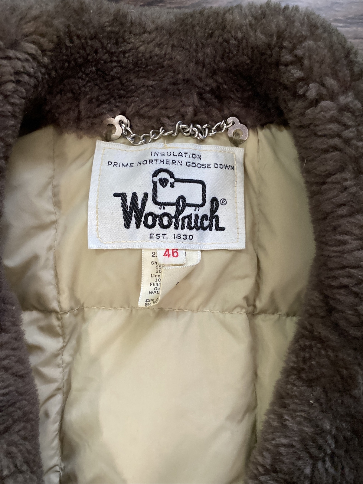 Vtg WOOLRICH Belted Fur Collar Car Coat Jacket Prime Northern Goose Down Mens 46