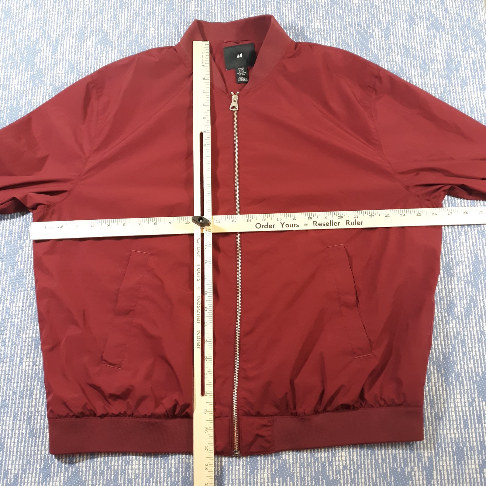 H&M Bomber Jacket Mens 2XL Red Full Zip Lined Wind Resistant