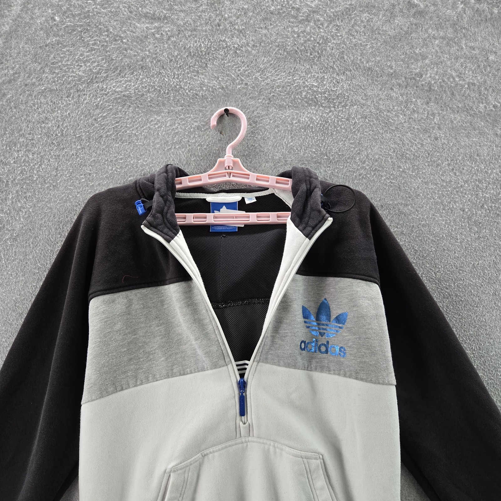 Adidas Originals Men Jacket M Black Colorblock Trefoil Logo Activewear Zipper