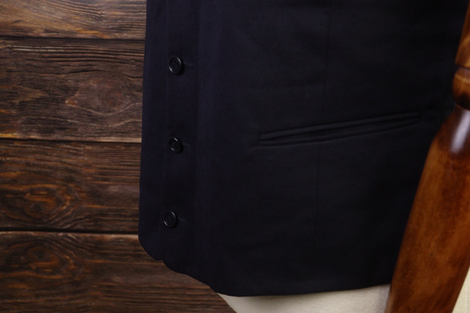 YES SAINT LAURENT Black Pure Wool Sleeveless Button Waistcoat Gilet Vest