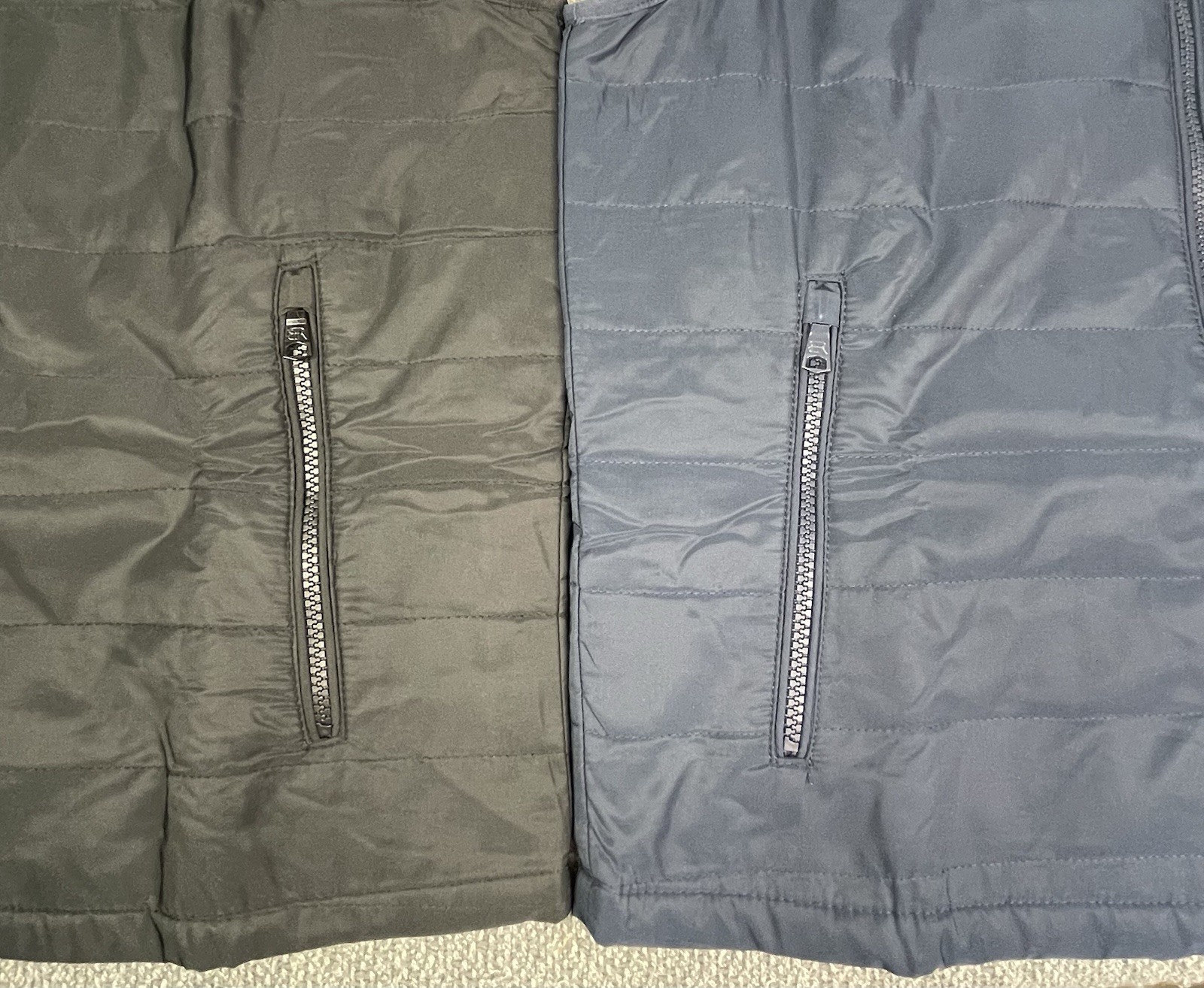 Banana Republic Men’s SMALL Lot of 2 Black & Blue Quilted Full Zip Vests NWT