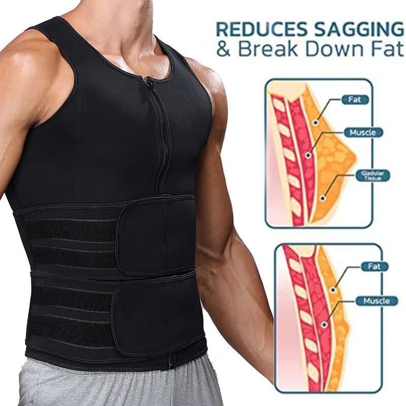 Men Slimming Body Shaper Gynecomastia Compress Tank Top Vest Sport Sauna Suit