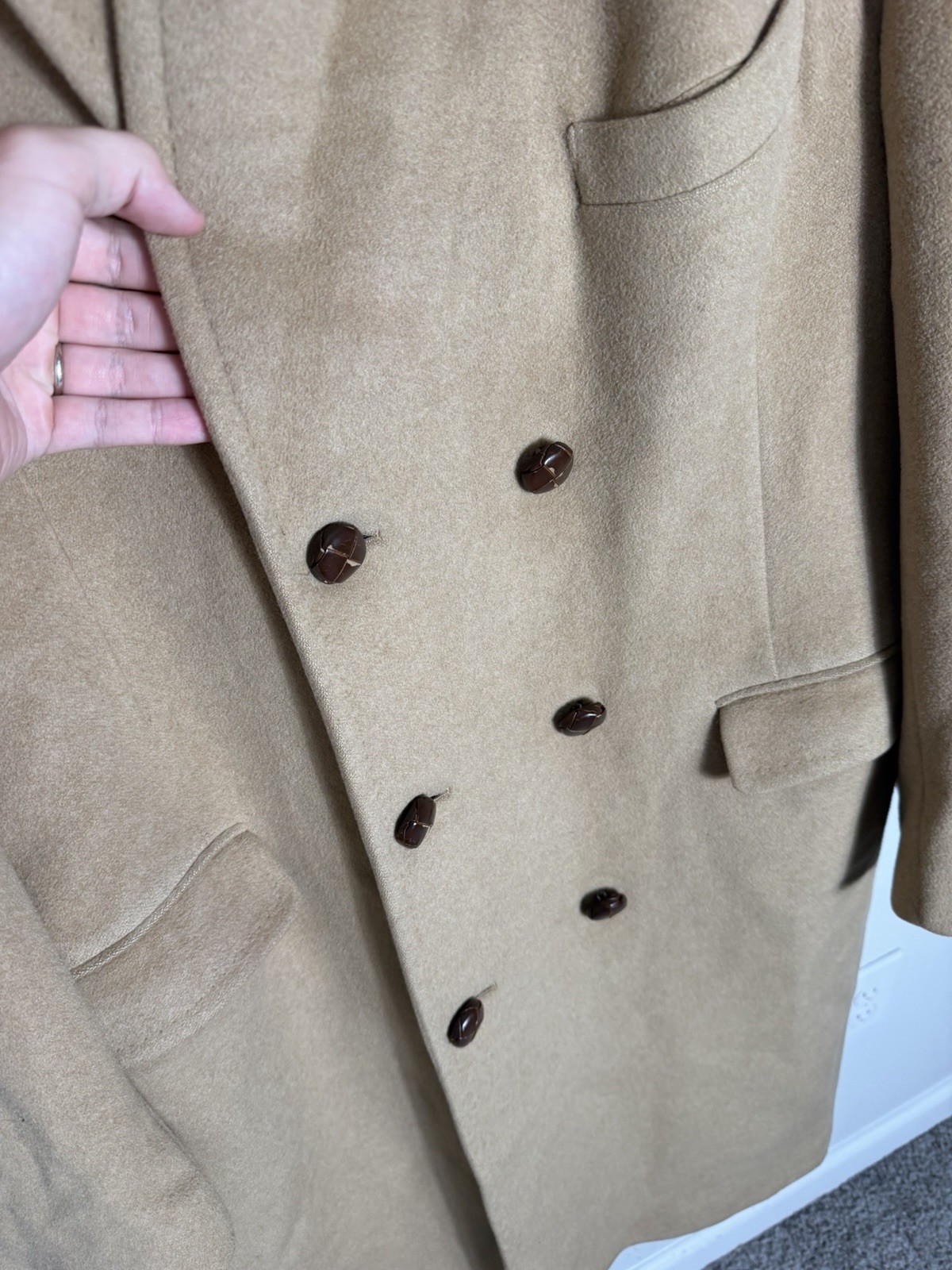 Men’s England Coat Pure 100% Cashmere Large Duffle Double Breasted 80s Over Top