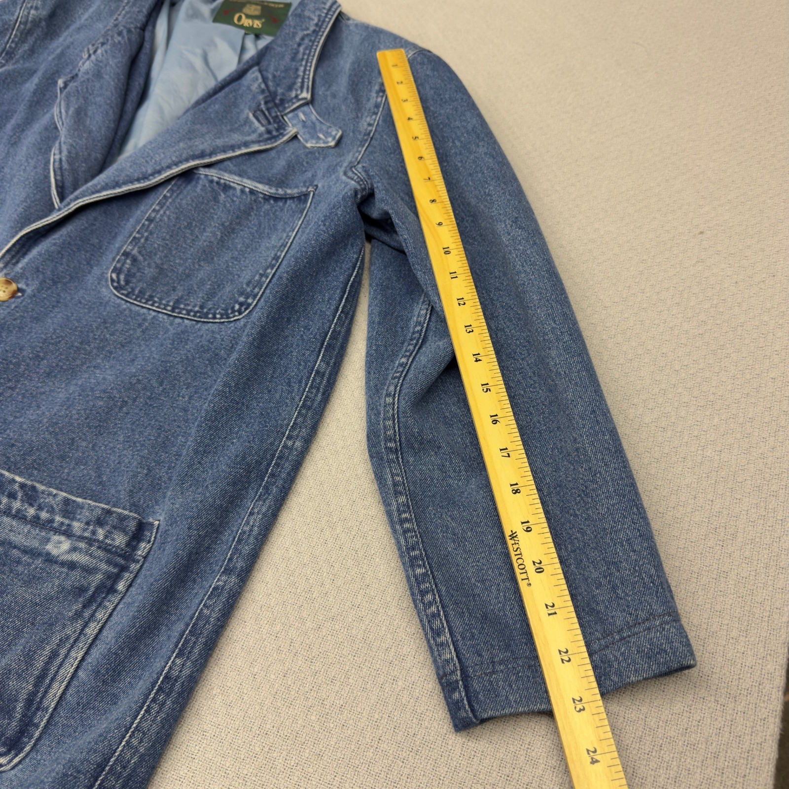 Vtg Orvis Denim Chore Coat Mens Large Two Button Blazer Western Retro Jacket