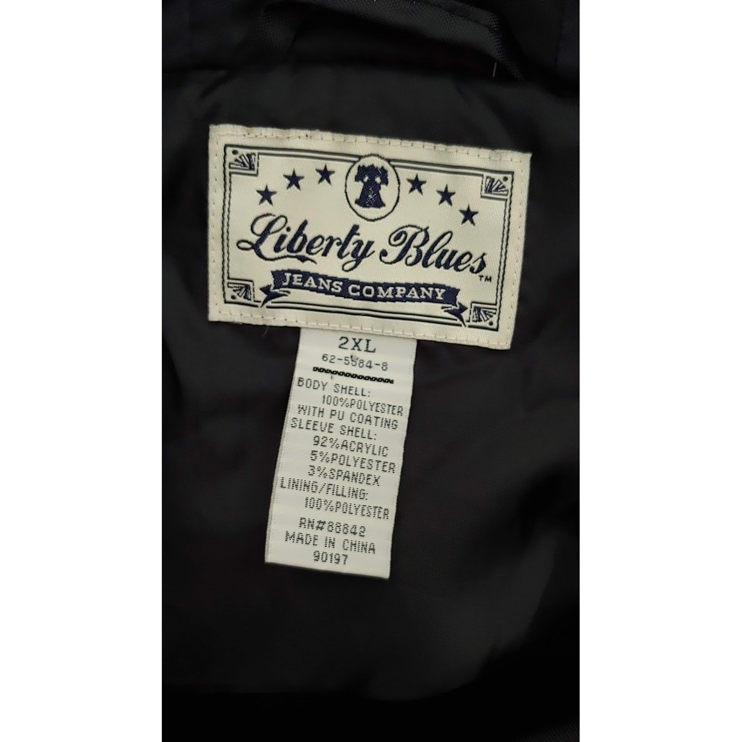 Liberty Blues Jeans Company Mens Black Hooded Jacket With Knit Sleeves Size 2XL