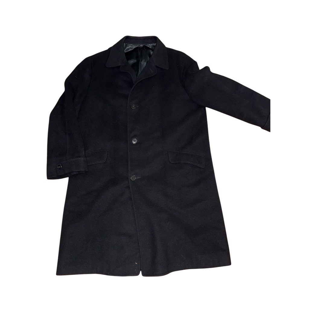 Cashmere Angier Men’s Overcoat Black Button Front Long Size 50 Business Formal