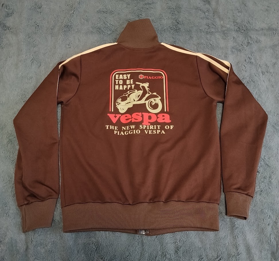 Vespa Piaggio Scooter Hoodie Hooded Sweat Jacket With Zip Brown Size M