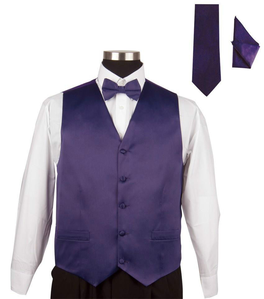 Men’s Tuxedo Vest 4 Piece Set #004 – Vest with Bow Tie Hanky and Neck Tie