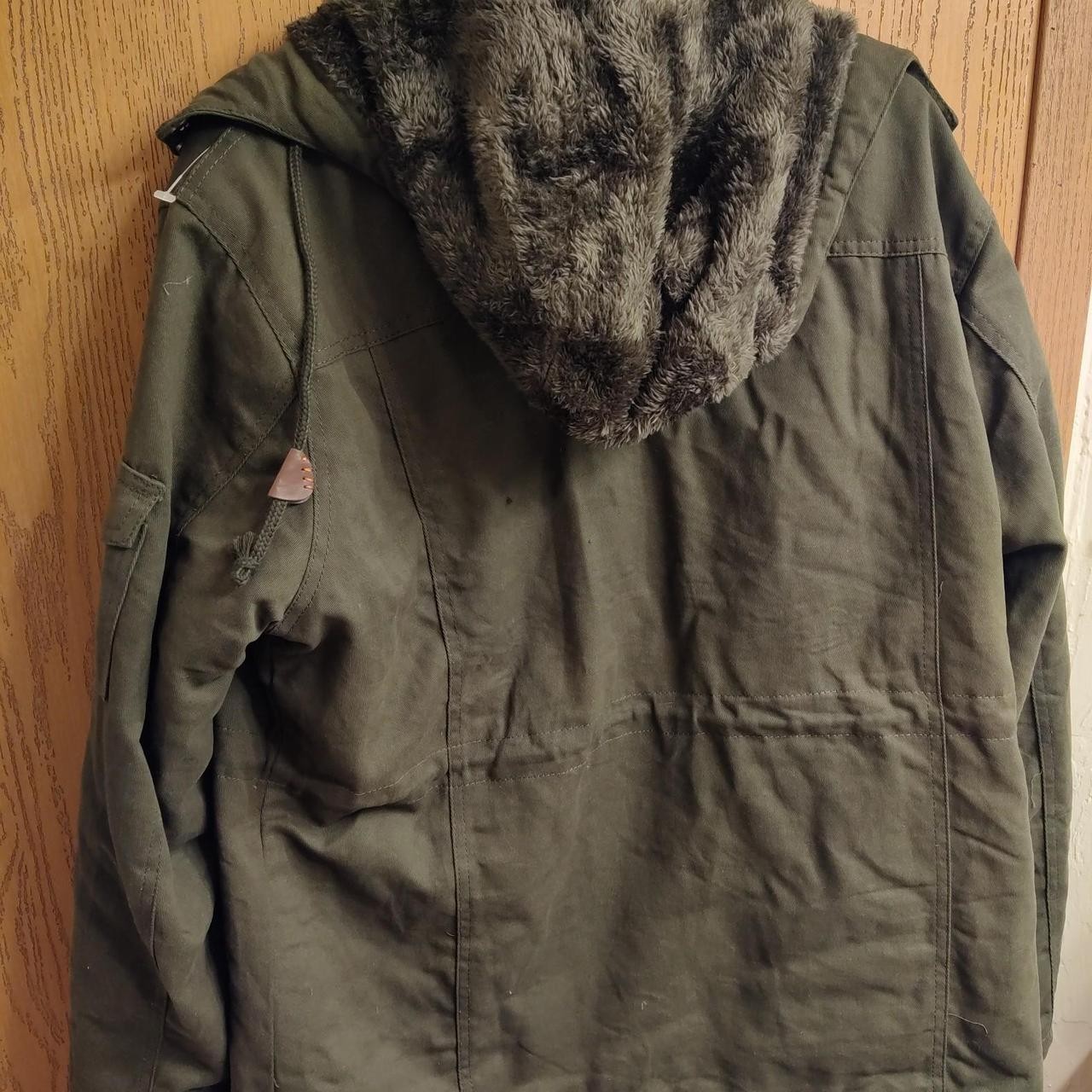 David Outwear Green Jacket Zip Button Drawstring Men’s XL Mid-Length Military