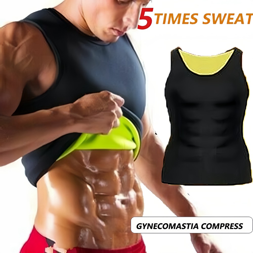 Men Sweat-Boosting Band Sauna Suit Waist Trainer Vest Body Shaper Tank Top Shirt