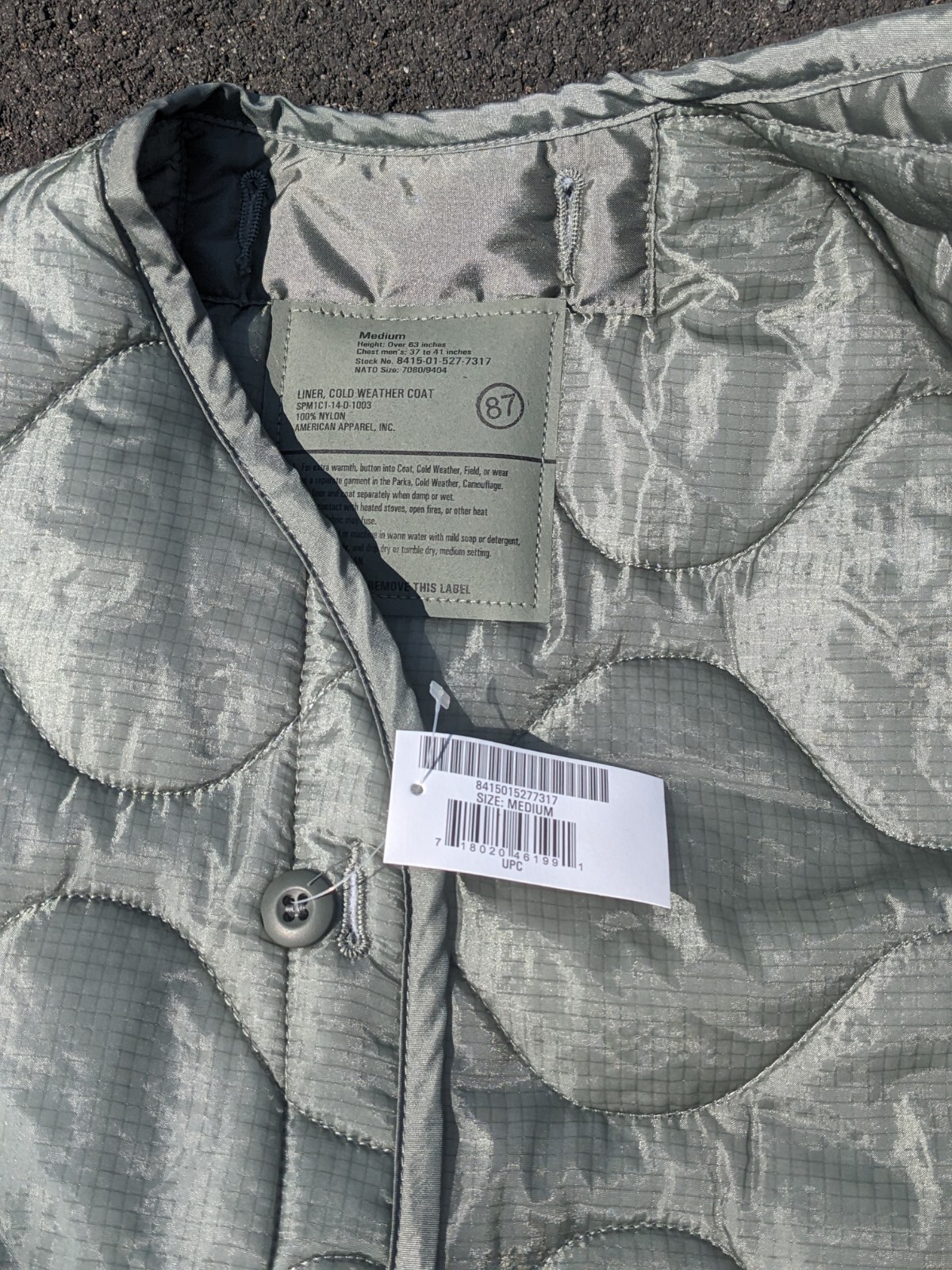 New U.S. MILITARY M65 FIELD JACKET COAT LINER M-65 quilted Medium-R