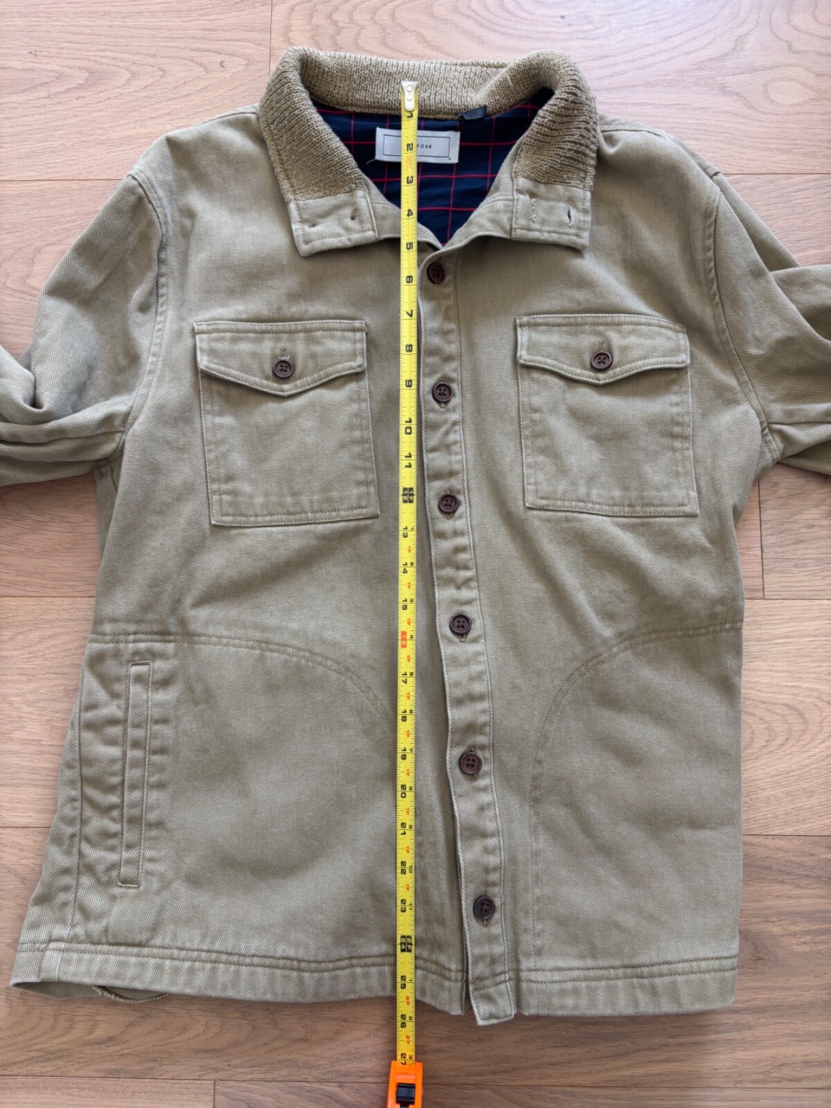 Five Four Beige Jacket Button Up Pockets Khaki 100% Cotton Workwear Men’s Size M