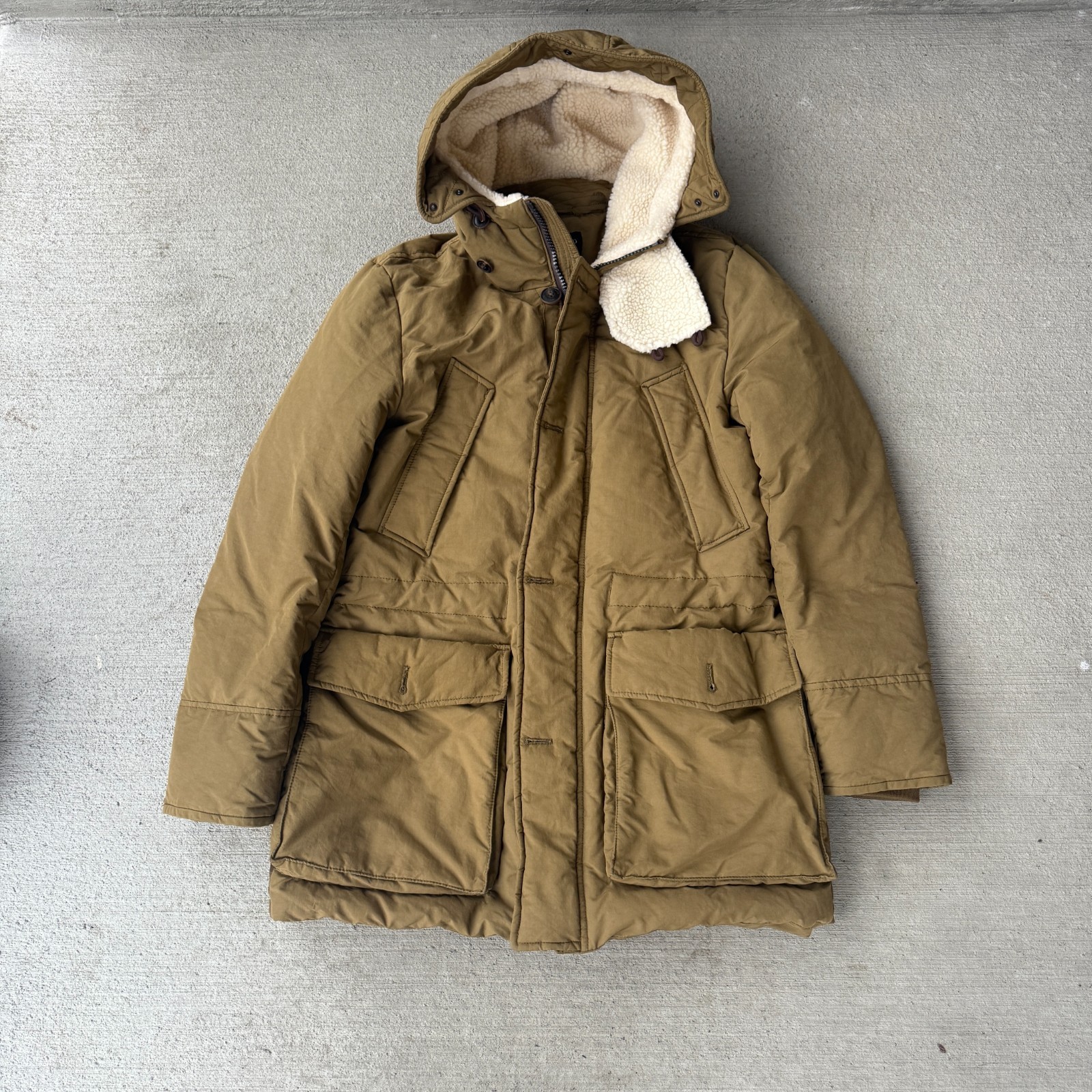 Intermezzo Mens Hooded Field Parka Jacket Brown Pocket Winter Warm Outdoor XL