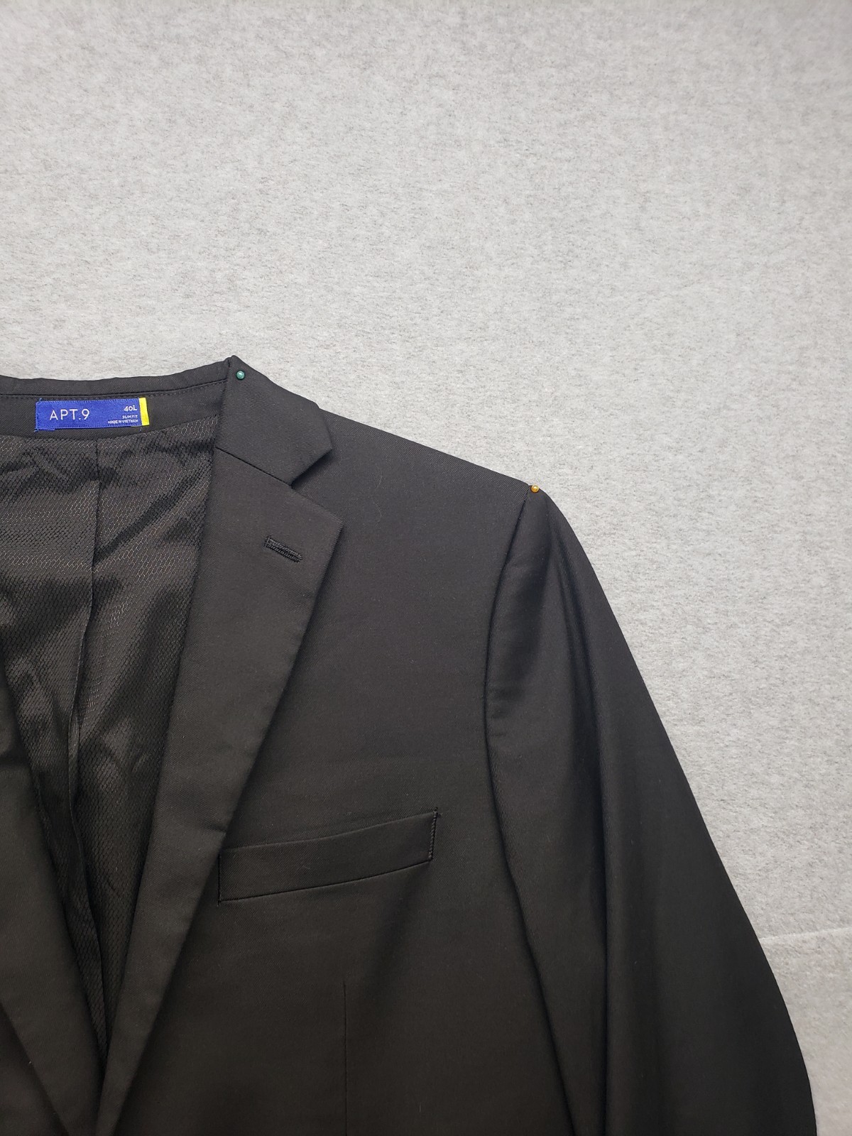 APT 9 Men Blazer Jacket 40L Black Single Breasted Notch Lapel Formal Business