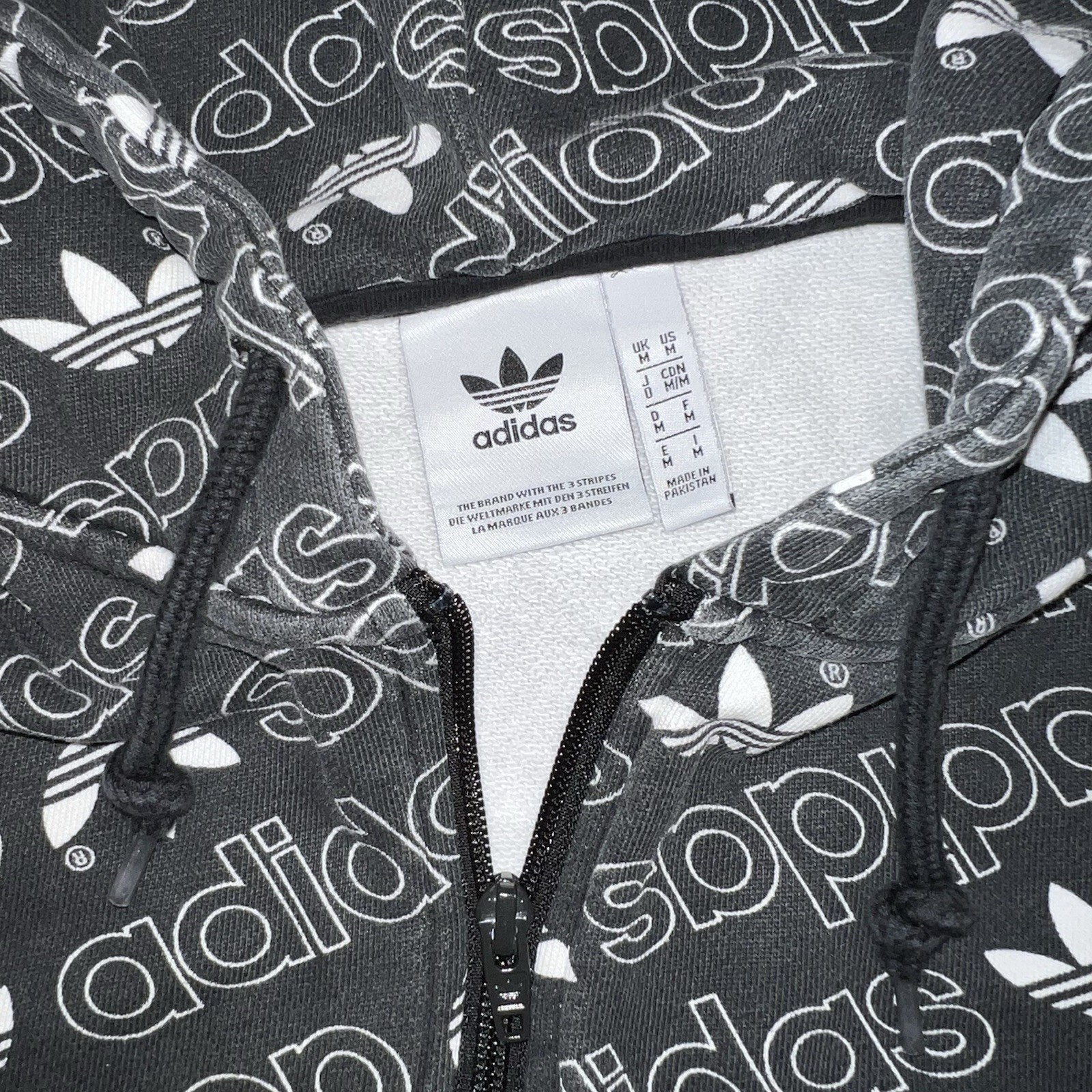 Adidas Originals Monogram Print 2018 DH4781 Full Zip Hooded Jacket Medium