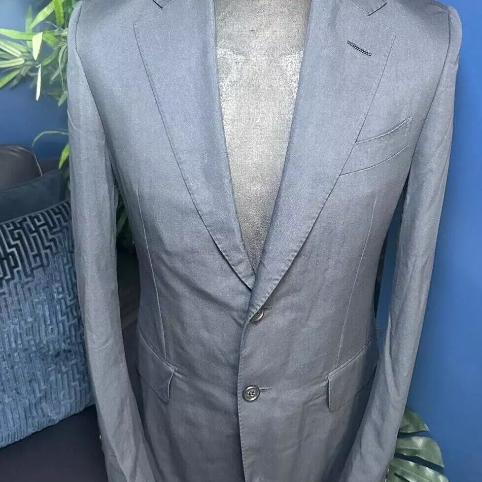 Alfred Dunhill Navy Blue Kensington Blazer Cotton Silk 48R IT Mens Jacket