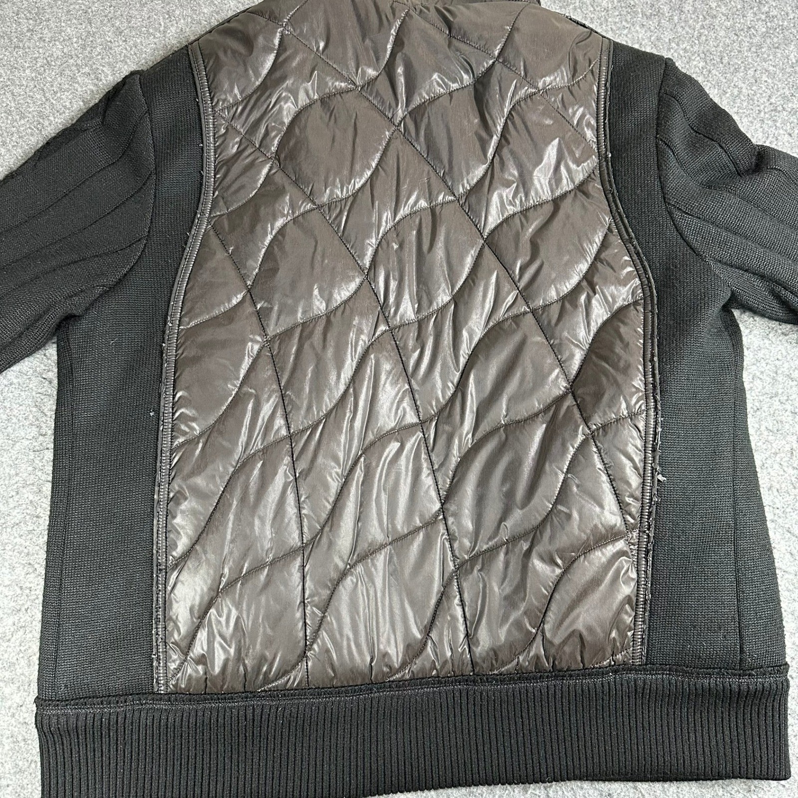 Piumino Sifariano Mens Medium Puffer Button Bomber Jacket Black Wool Blend Sz 50
