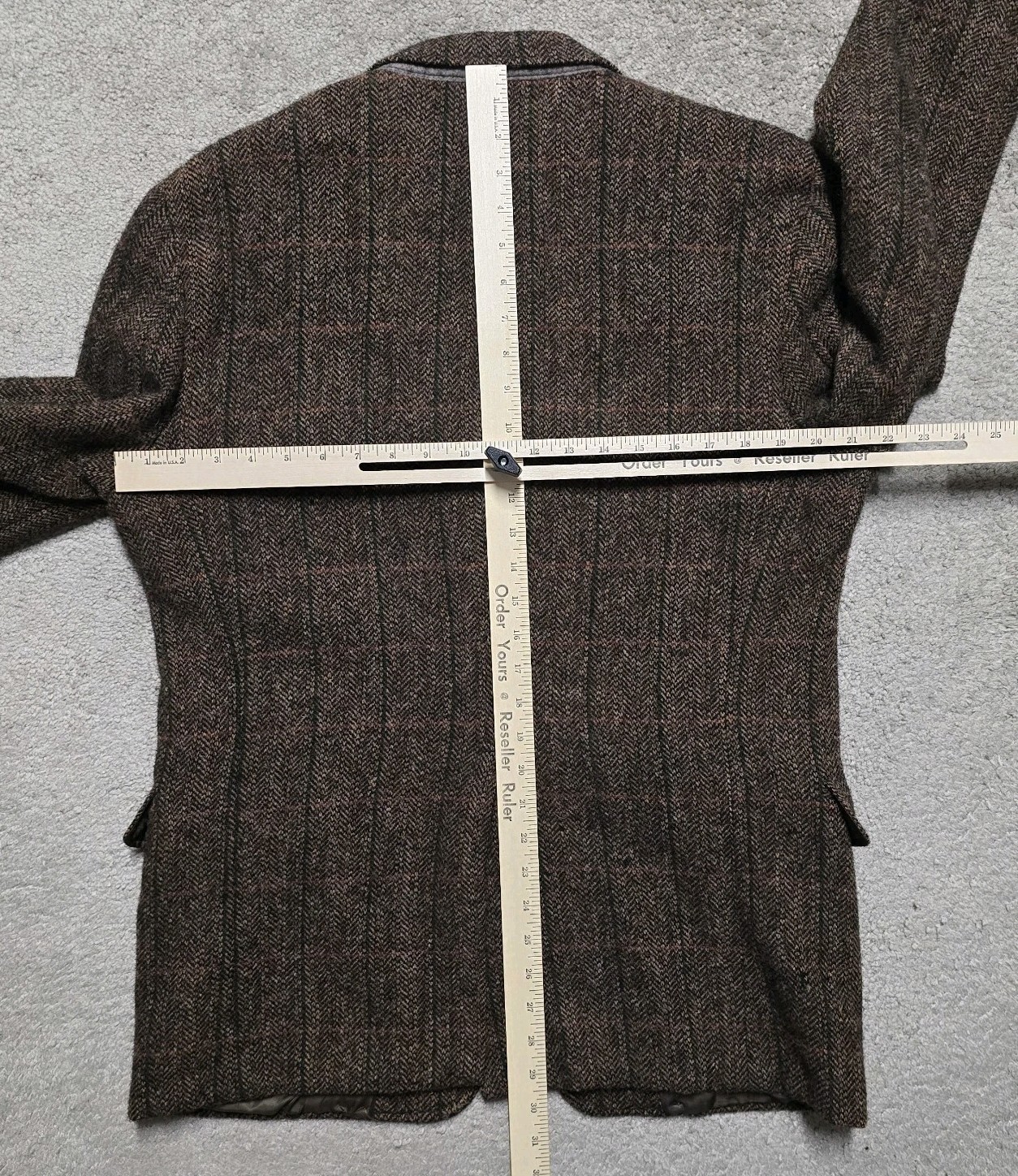 VTG Harris Tweed Blazer Mens 42R Scottish Wool Handwoven Brown Herringbone Check