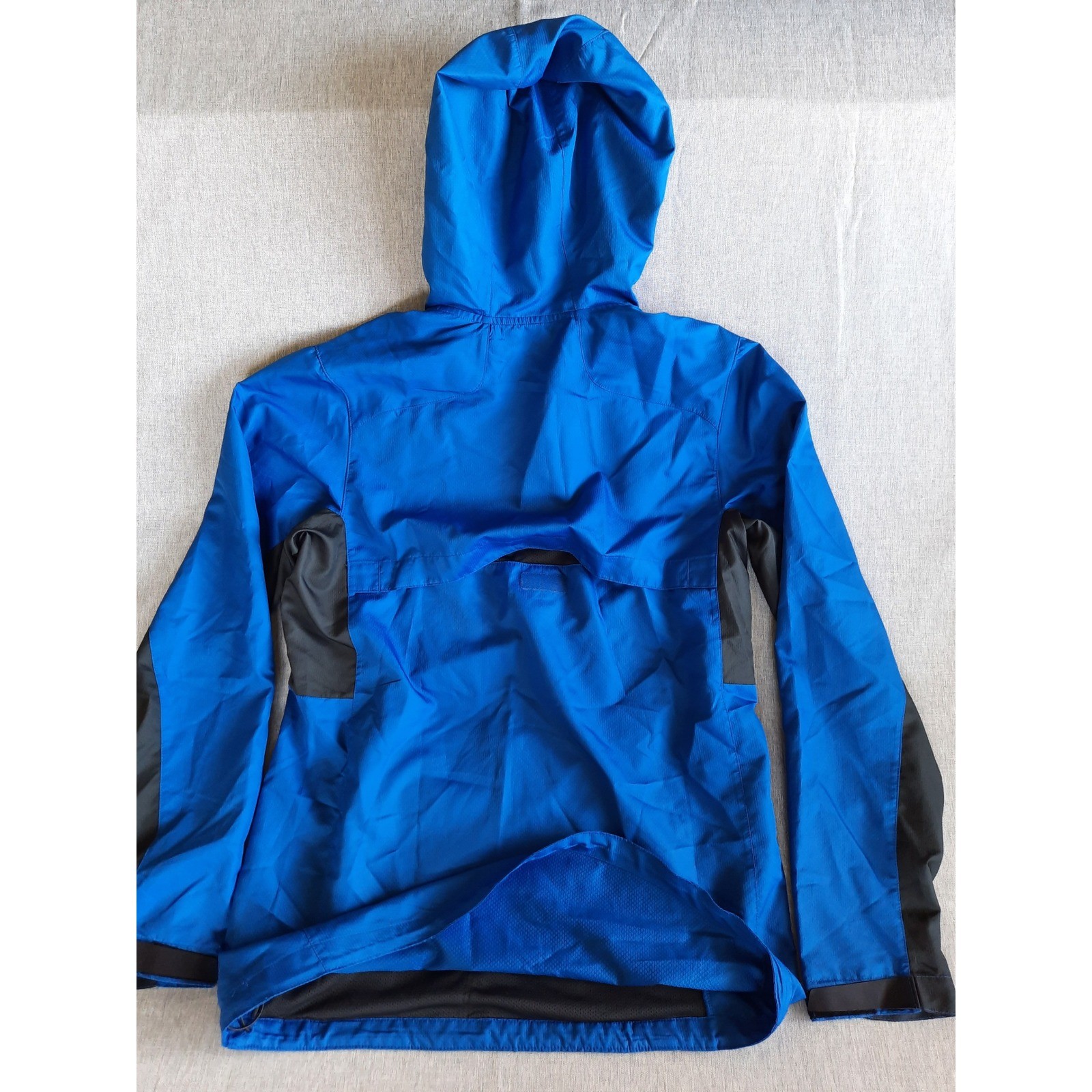 Nike Men Small Two-tone Performance Logo Drawstring Hoodie Blue/Black Winbreaker
