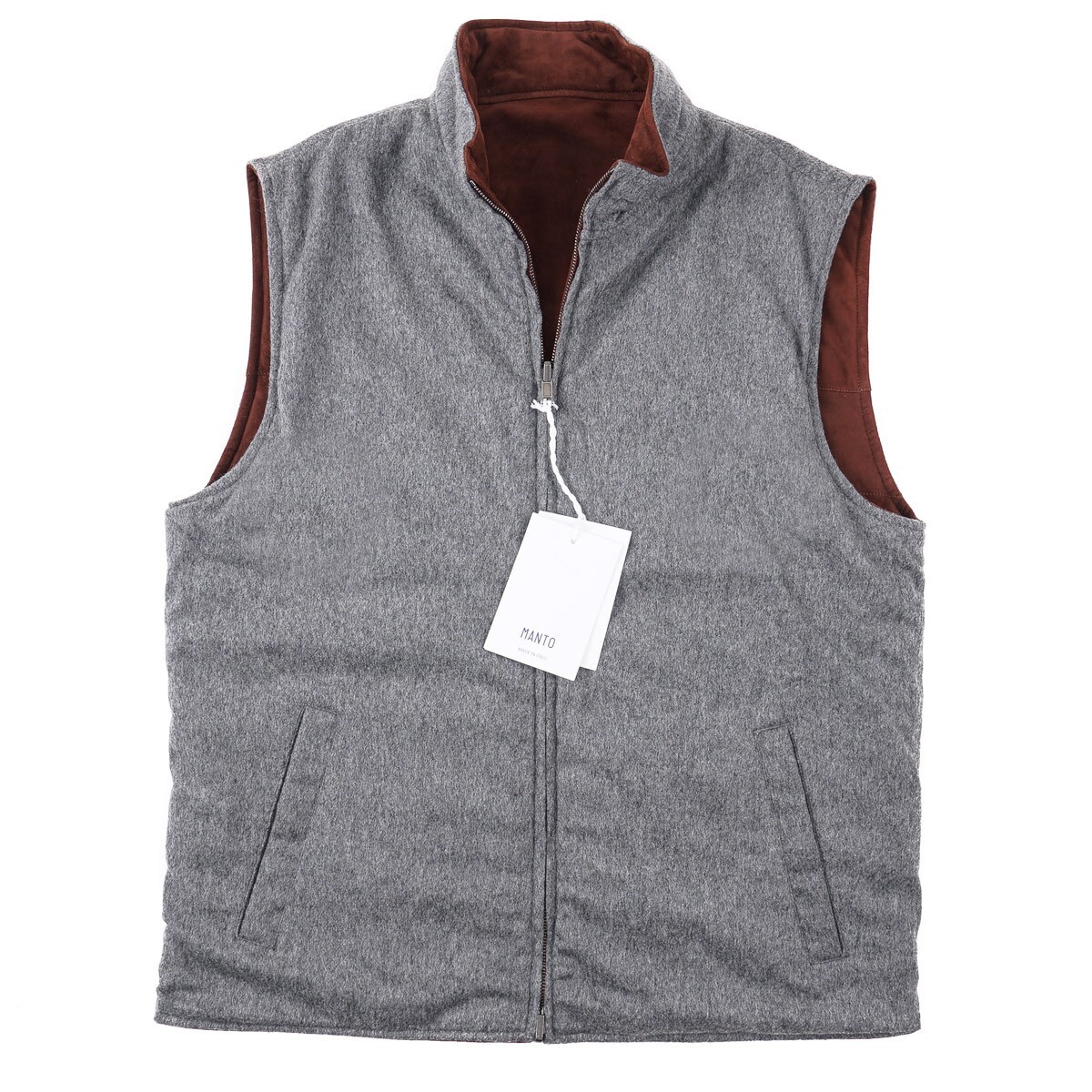 Manto ‘Luca’ Reversible Lambskin Suede Leather and Wool-Cashmere Vest L (Eu 52)