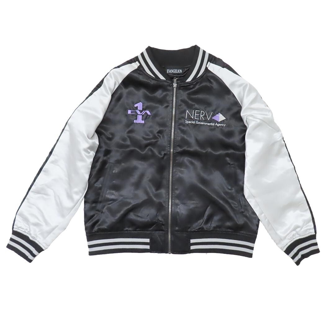 SUKAJAN Evangelion EVA-01 TEST TYPE Black Silver embroidery L size JAPAN NEW