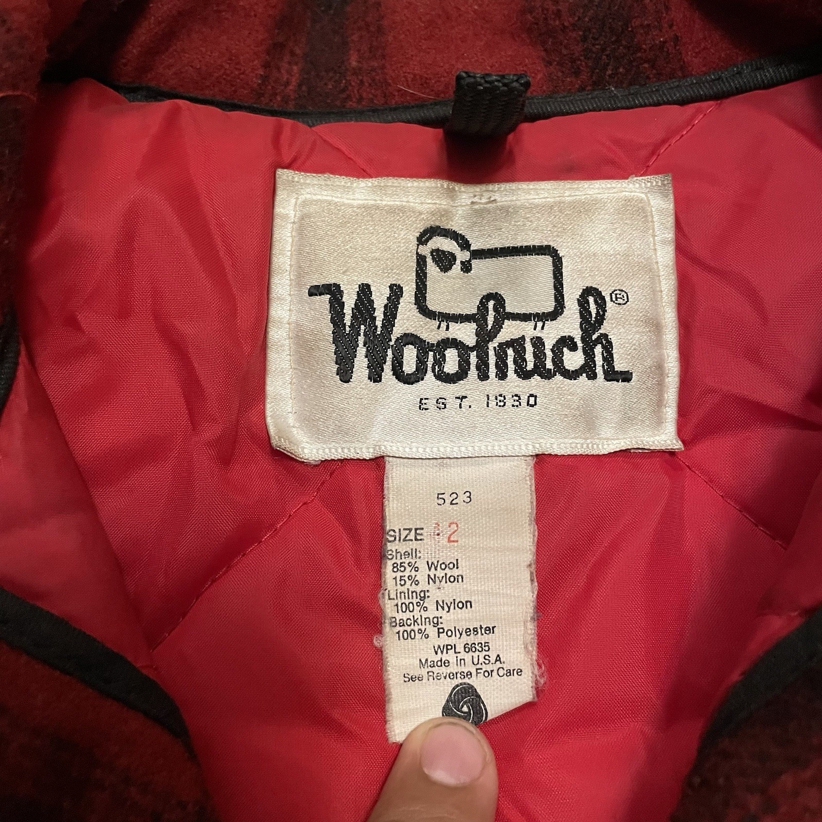 Woolrich Hunting Jacket Mens Size 42 Buffalo Mackinaw Quilted Lined Wool Vtg