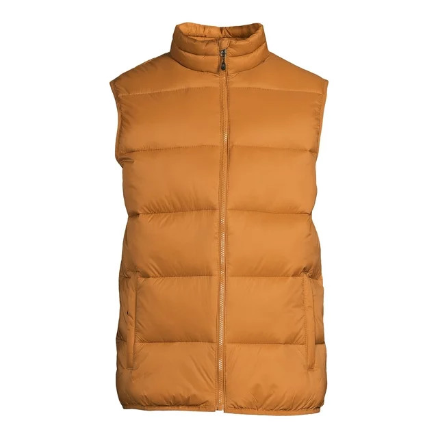 Swiss Tech Mens Puffer Vest Performance Gear Size S,M, L, XL, 2XL, 3XL Brown Zip