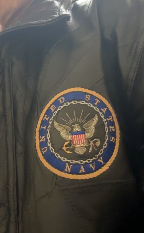 United States Navy Military Leather Jacket Size Large